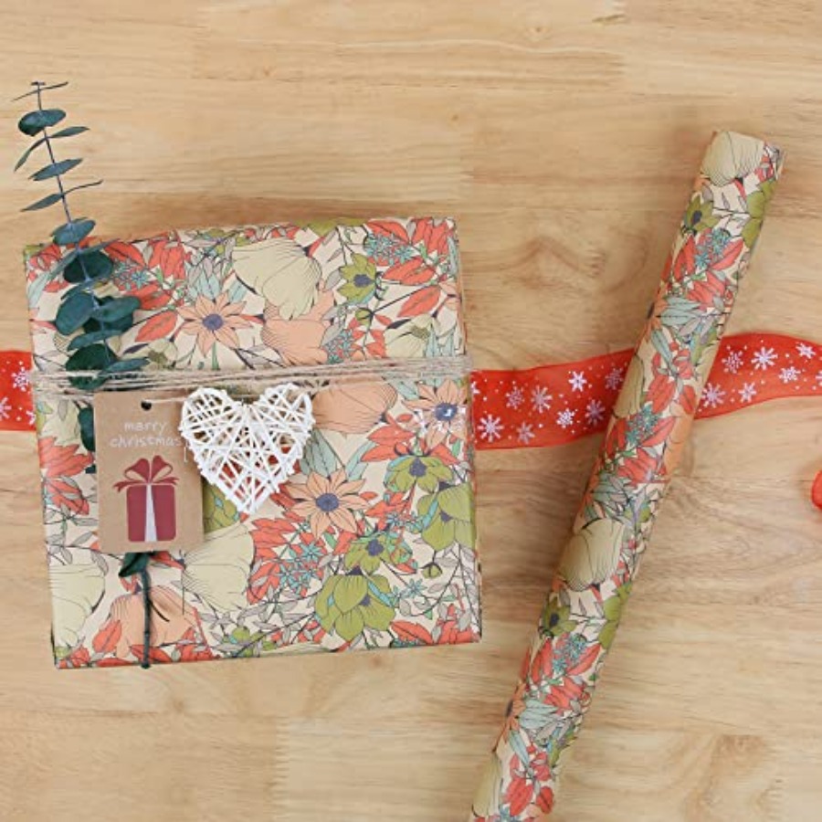 Rollo de Papel de Regalo Flora - Flower Wrap Kraft reseña y precio
