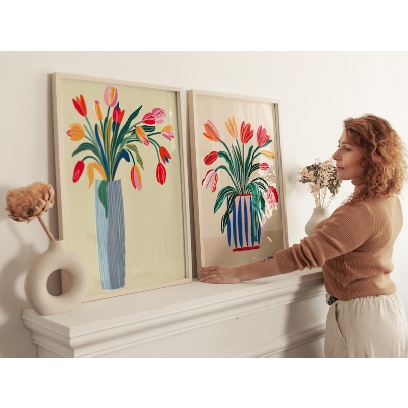 Arte de pared en lienzo con fl - Florist Supply Vases reseña y precio